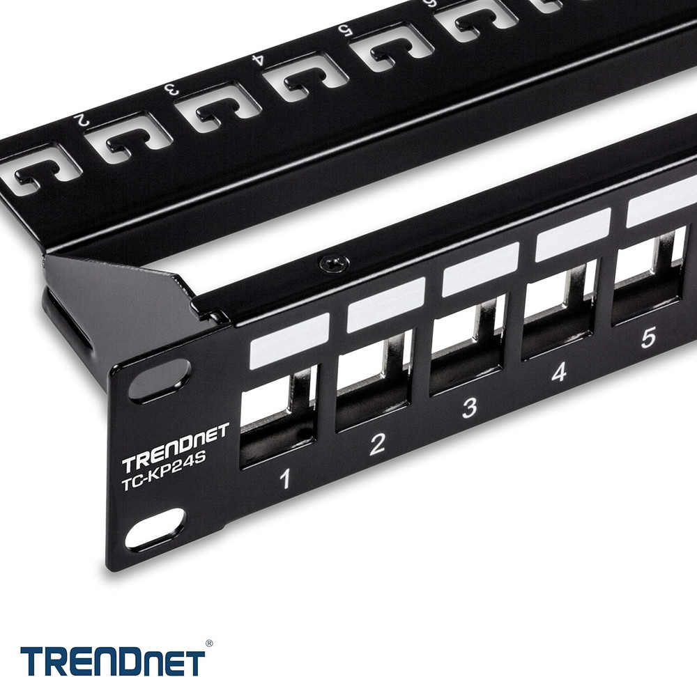 24-Port Blank Keystone Shielded 1U Patch Panel, 1U 19" Rackmount Housing, Protec