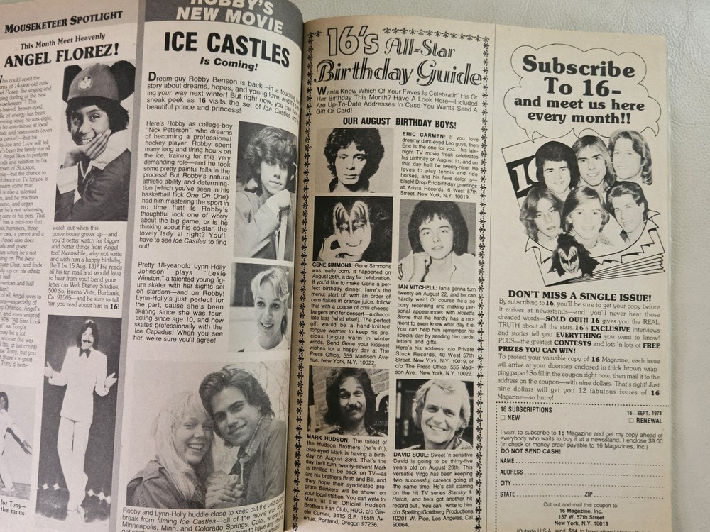 16 Magazine September 1978 ACE, MANILOW, ROLLERS, BEE GEES, KISS, CASSIDY