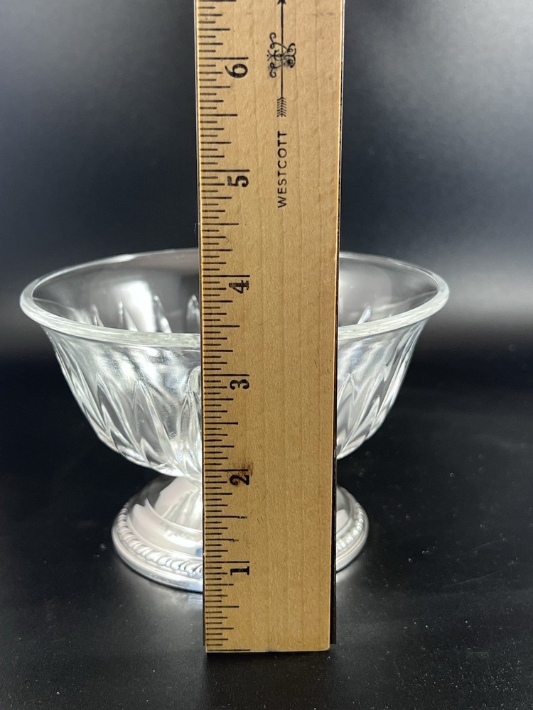 Gorham Sterling Silver Footed Divided Crystal Bowl Nuts Candy