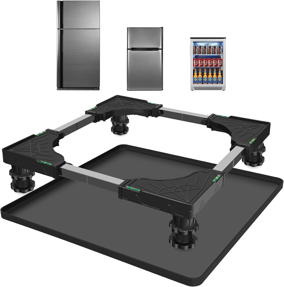Mini Fridge Stand with Silicone Mat, Universal Stand Base Is Adjustable, 4 Sturd