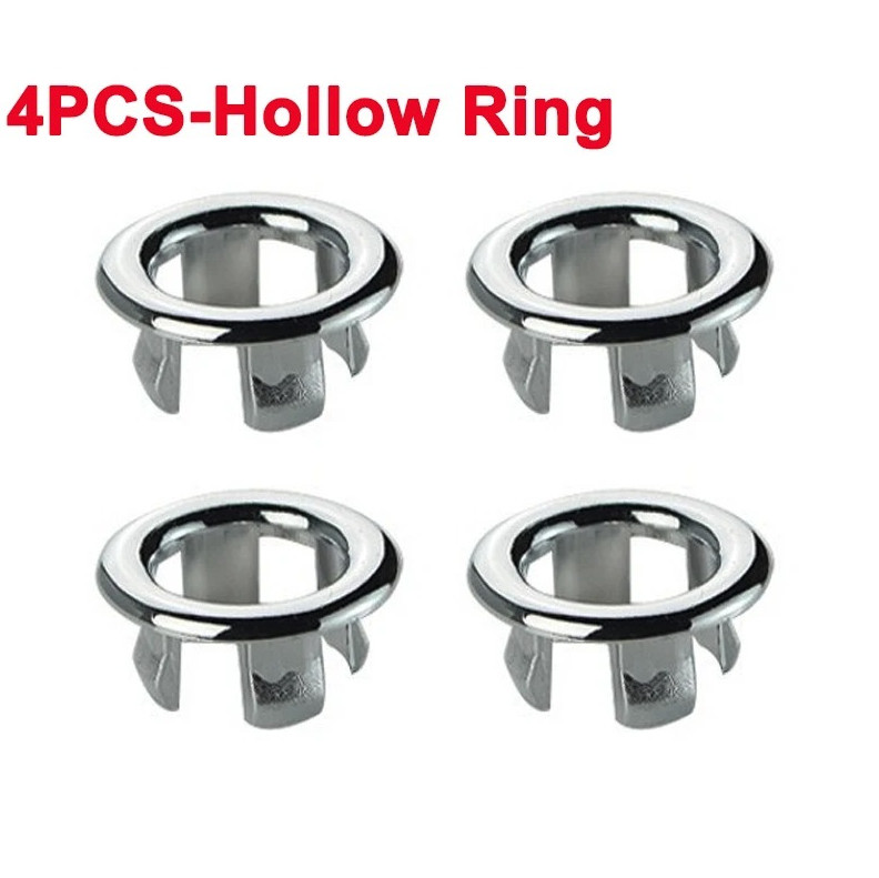 4pcs Sink Overflow Cover Set: Plastic Basin Drain Trim Rings Bathroom/Kitchen