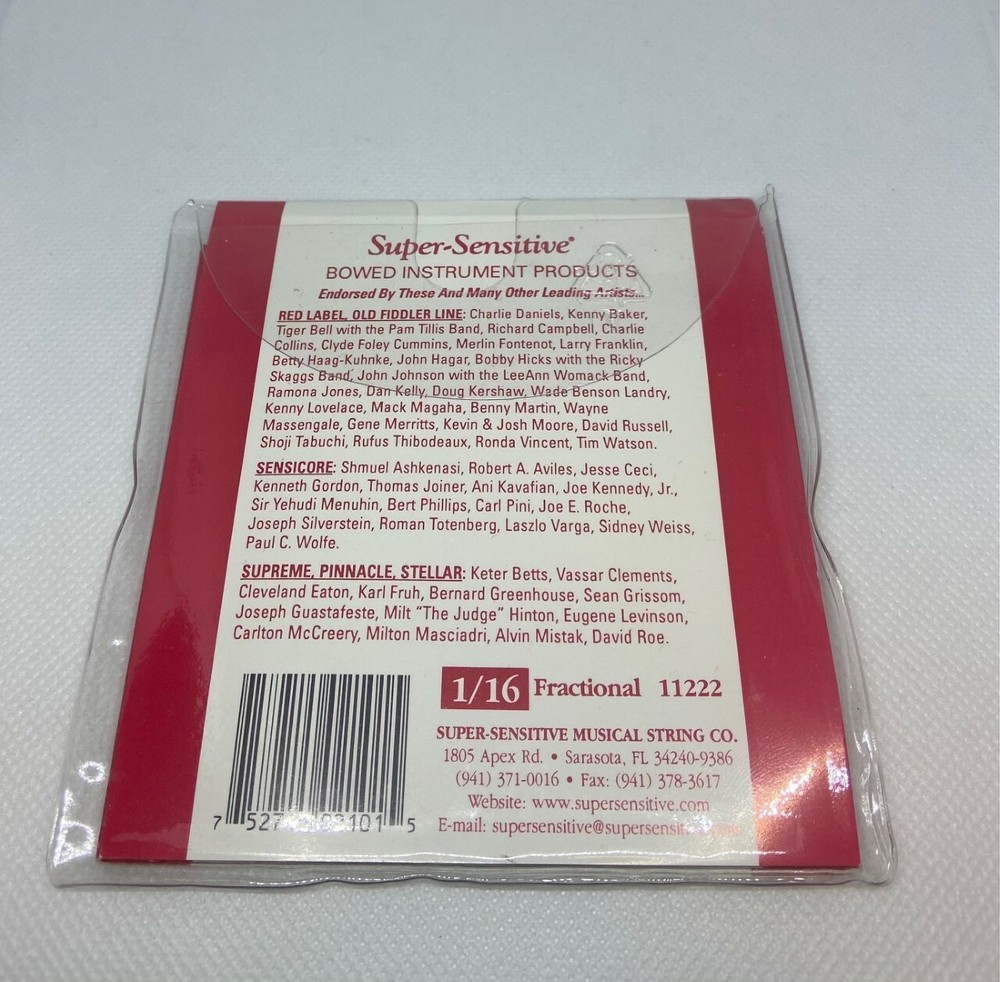 Super Sensitive Red Label 1/16 Violin String Set SS2101