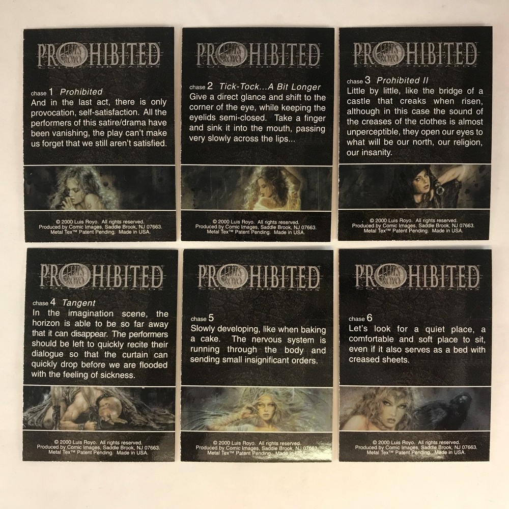 LUIS ROYO: PROHIBITED (Comic Images 2000) Complete METAL TEX Chase Card Set