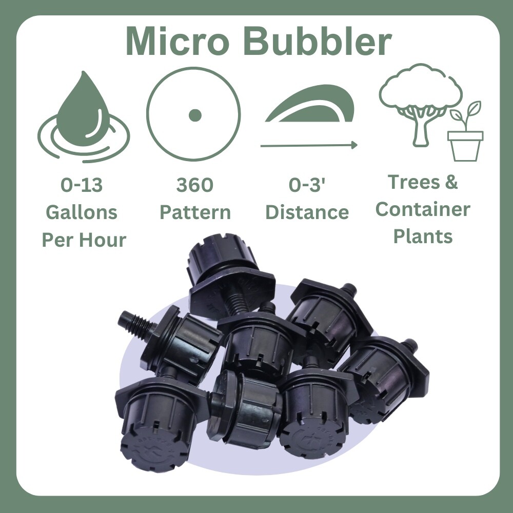 8 RainBird Adjutable Watering Drip Irrigation Stakes on Riser w Micro Bubbler