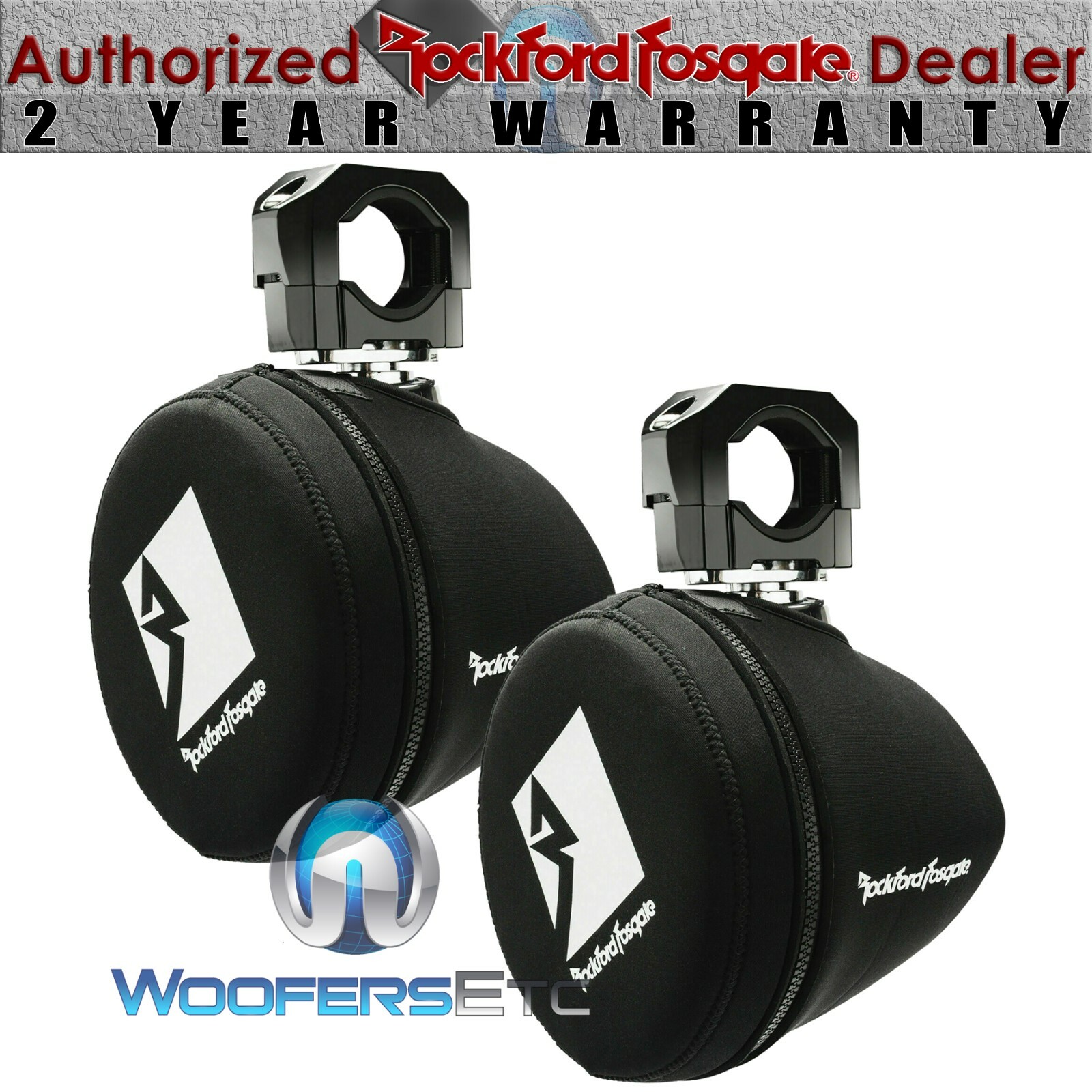 ROCKFORD FOSGATE PM265SPFM 6.5" BLACK MARINE WAKEBOARD TOWER SPEAKER BAGS COVERS