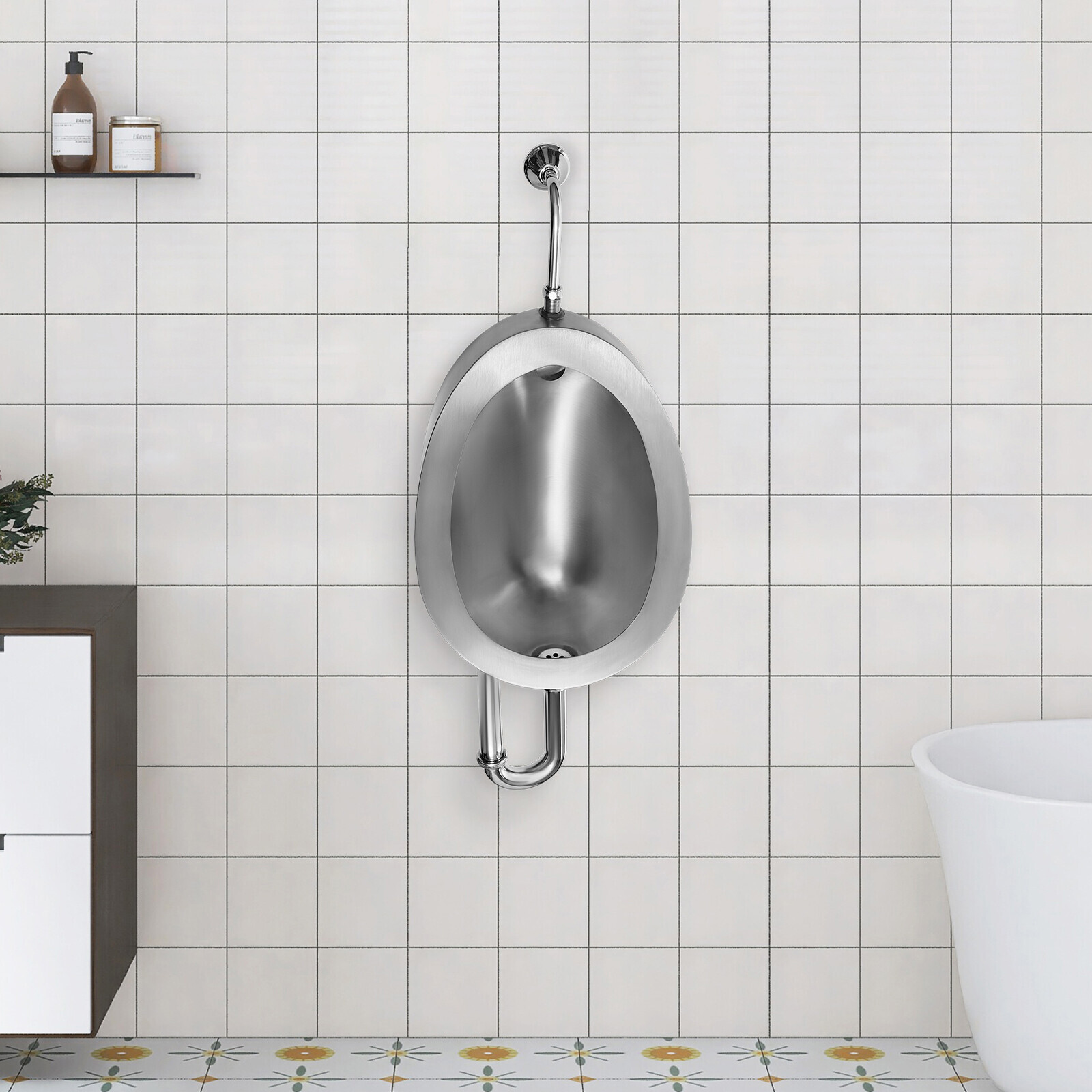 Automatic Wall Mounted Bathroom Urinal, Intelligent Sensor Flush Public Toilet