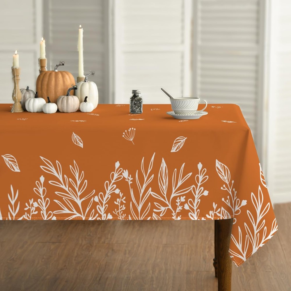 Horaldaily Fall Tablecloth 60x84 Inch 60" x 84" (Rectangular), Orange