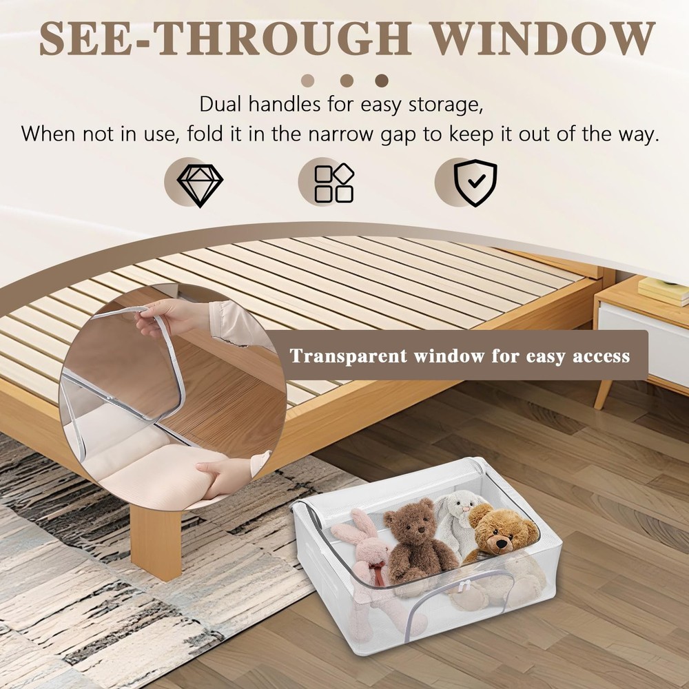 Foldable Under Bed Storage, Underbed Storage Bags Organizer Container, Under ...