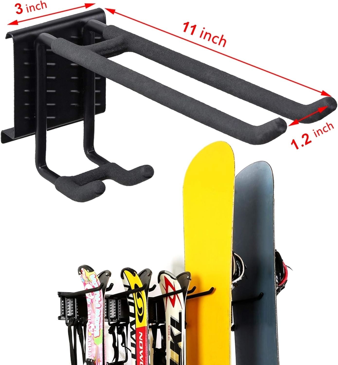 Garage Storage Organization System Ski Wall Rack Up to 10 Pairs Holds Up to 300