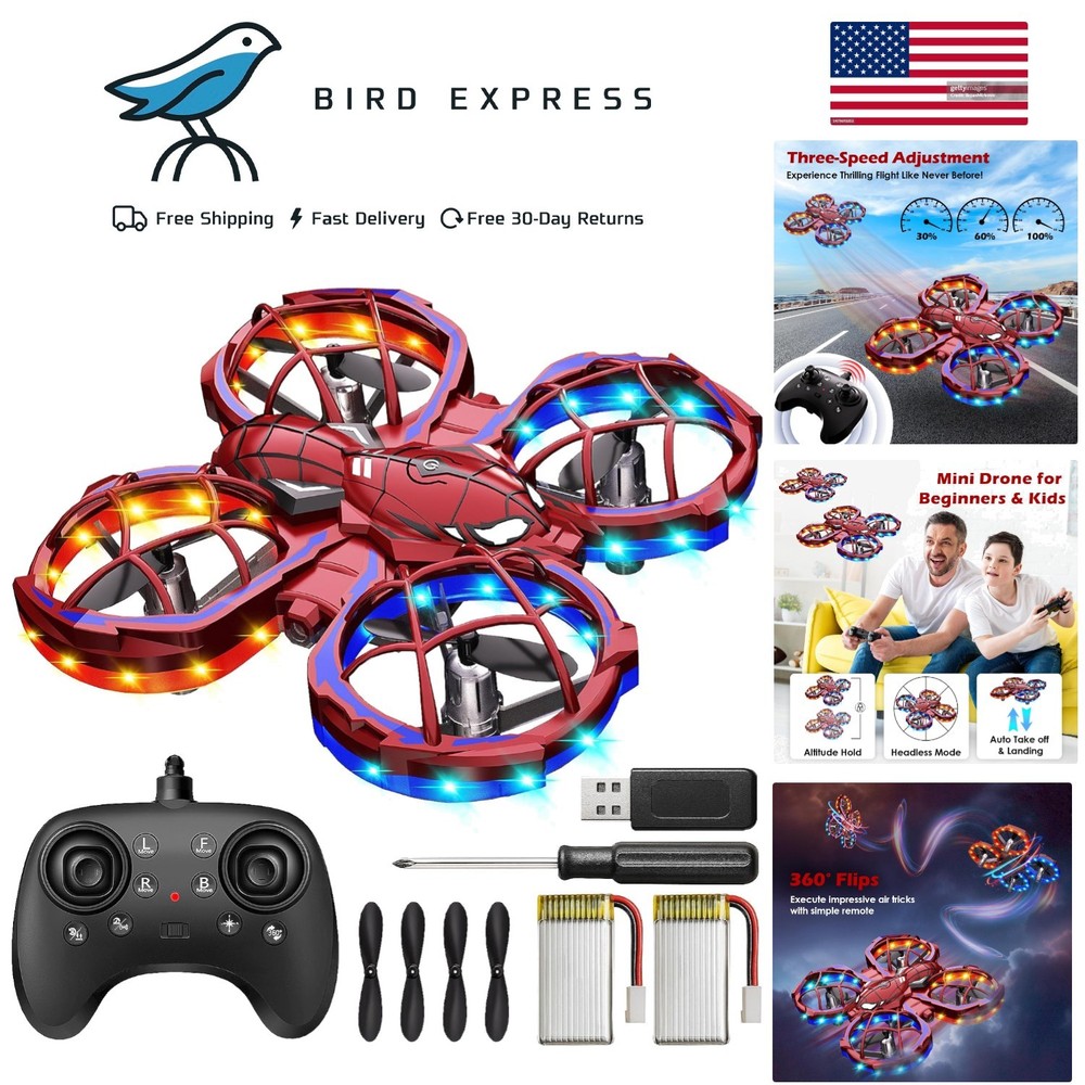 Mini Spider Drone for Kids 1080p Camera Remote Control with Flips Obstacles