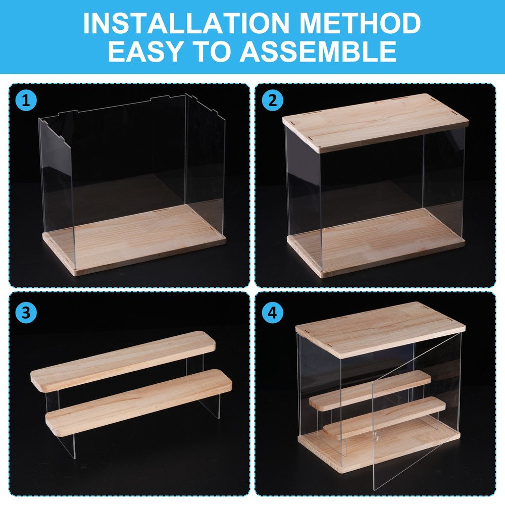 Acrylic Display Case with LED Light 2 Tier Transparent Dustproof Showcase