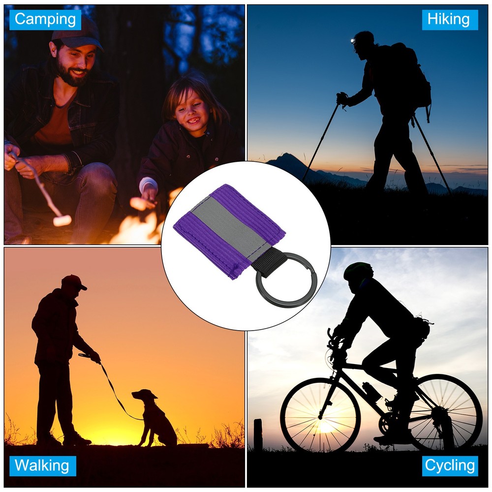 12 Pcs Reflective Keychain Tags, Reflective Zipper Pulls, Purple