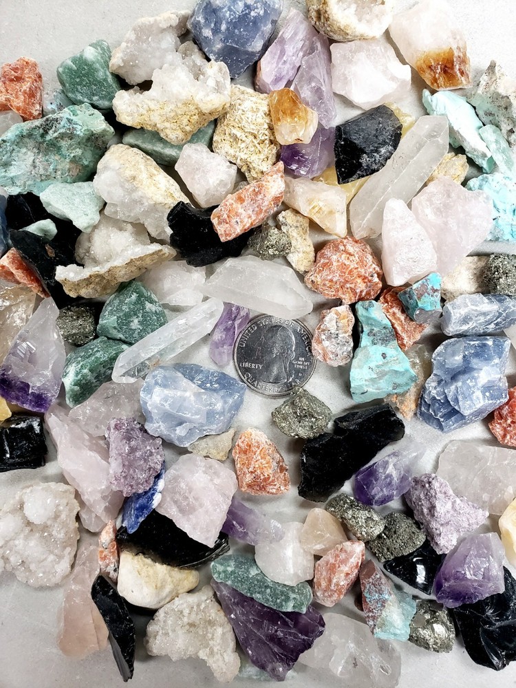 Raw Crystal Small Chips - Assorted Crystals Bulk - Rough Rocks Collection