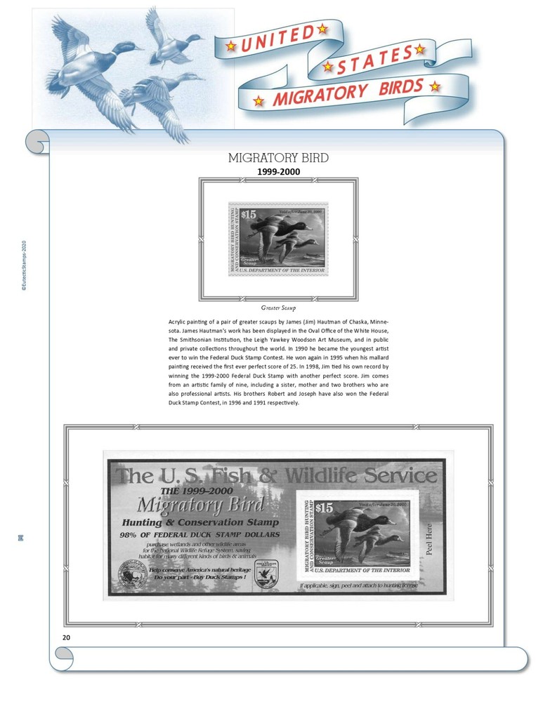 U.S. Federal Duck Stamps Supplement 1934 - 2024 (White Ace Alternative) (No Jr.)