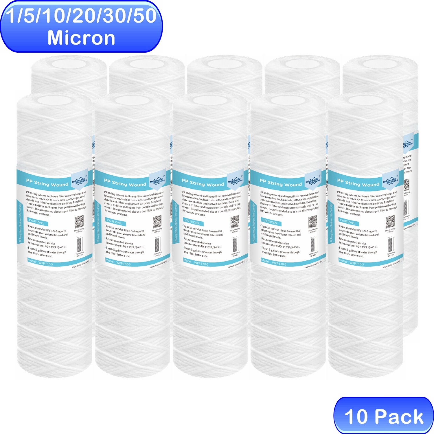 10" x 2.5" String Wound Whole House Farm Well Water Sediment Filter Replacement