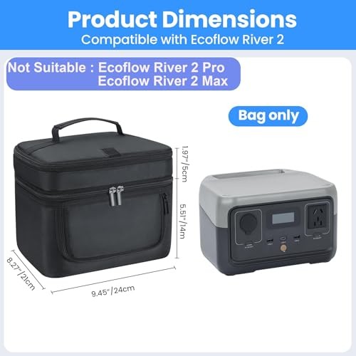 Carrying Case Compatible with ECOFLOW River 2 , Portable For River 2 Black