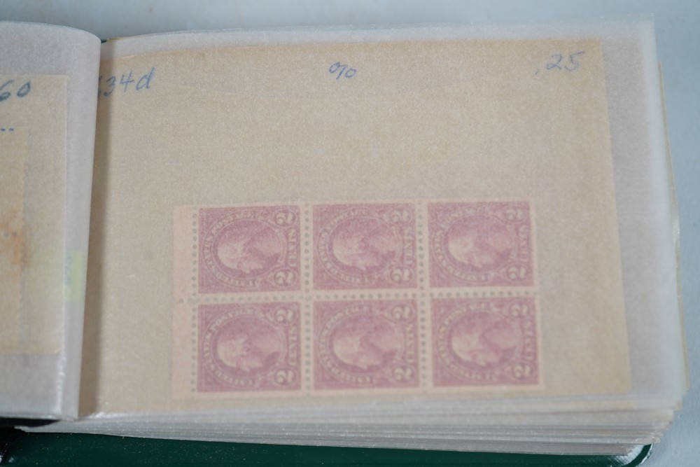 US COLLECTION OF 82 MINT BLOCKS PLATE BLOCKS & BOOKLET PANES IN SMALL ALBUM