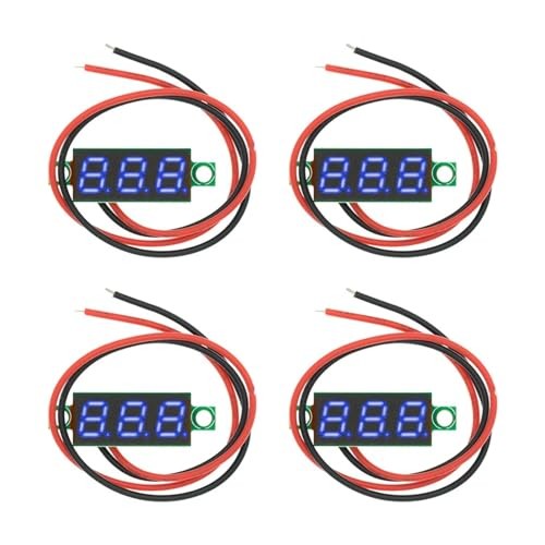 DC 5~30V Mini Digital Voltage Meter with LED Display Panel, 4PCS 0.28" Blue