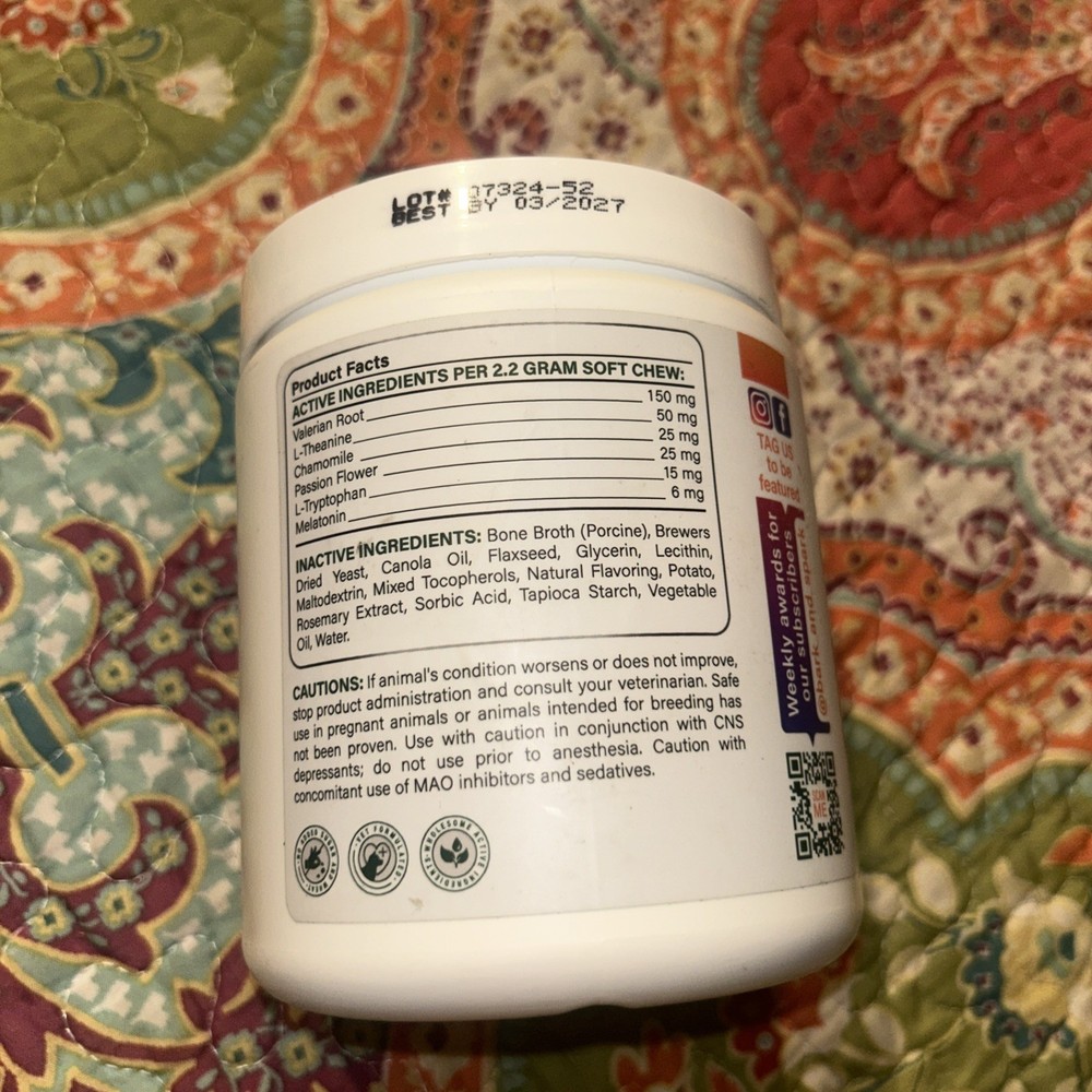 BARK & SPARK Melatonin Calming Chews 120soft Chews