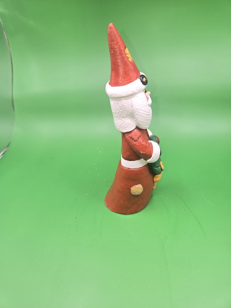Whimsy Small Signed Handpainted Resin Santa With A Wreath Shelf Sitter Decor