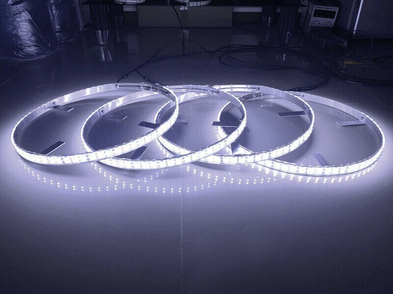 4x 15.5" DOUBLE ROW Strobe WHITE LED Trucks Wheel Rings Lights Bluetooth Control