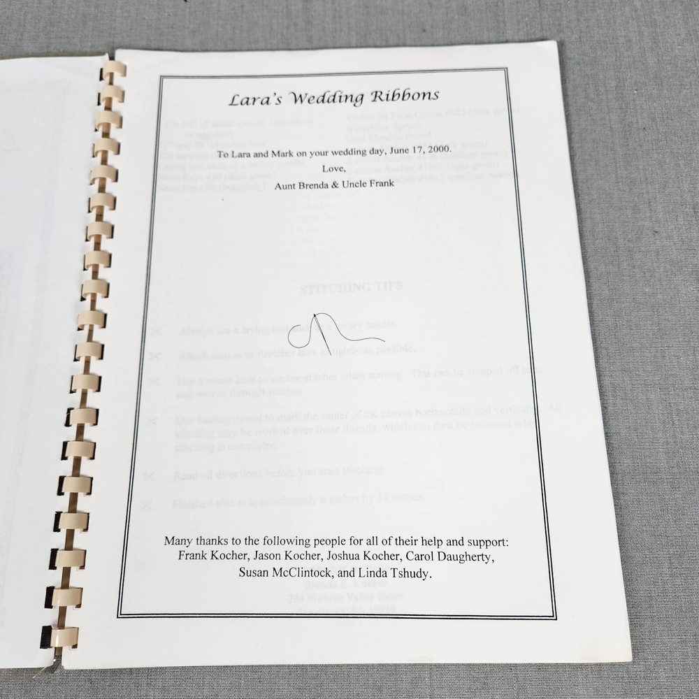 Lara's Wedding Ribbons Brenda E. Kocher Designs Intermediate Level Skill Level