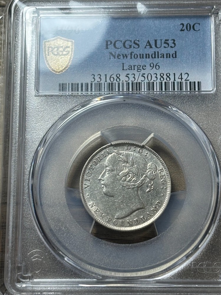 Newfoundland 20 Cent 1896 Large 96 PCGS Graded AU53