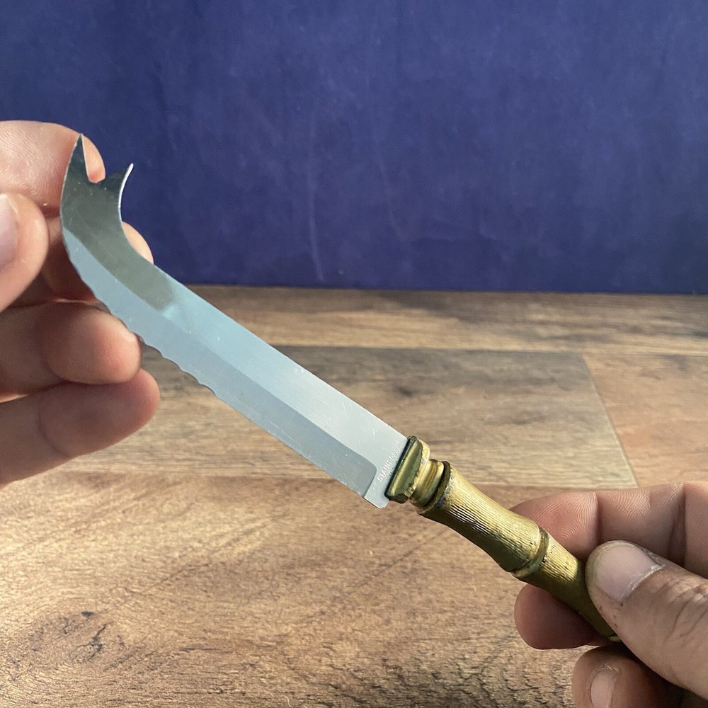 Bread Cocktail Knife Solid Brass Bamboo Shaped Handle
