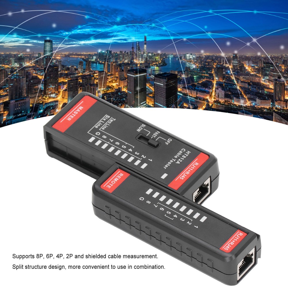 Network Cable Tester RJ11 RJ45 Phone Line Wire Test Tool Accessory