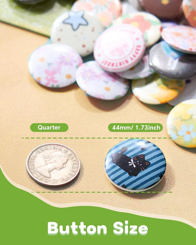 44Mm Button Maker Kit – 1.73 Inch Button Maker Pin Badge Press Machine with 100P