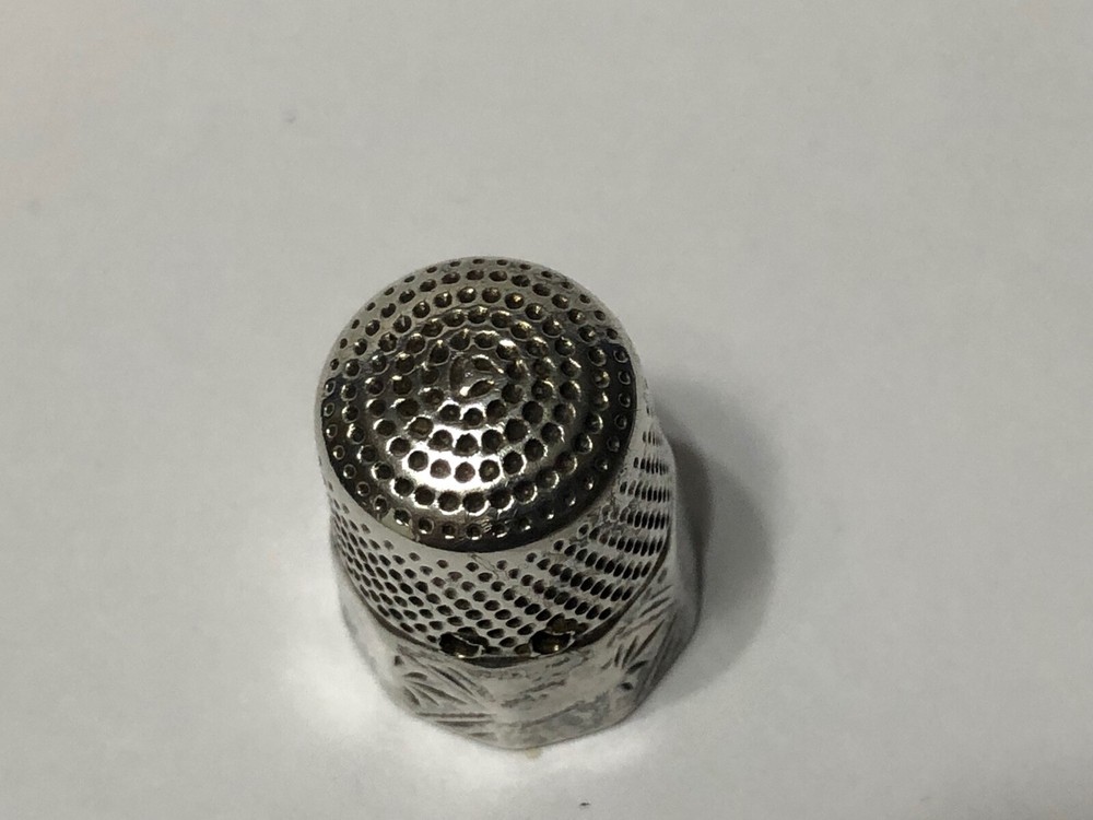 Antique Sterling Silver Thimble Panel Band