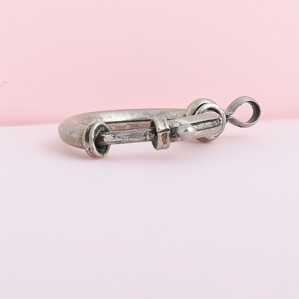 Antique Victorian Silver LARGE Spring Ring Clasp for Charm Pendant