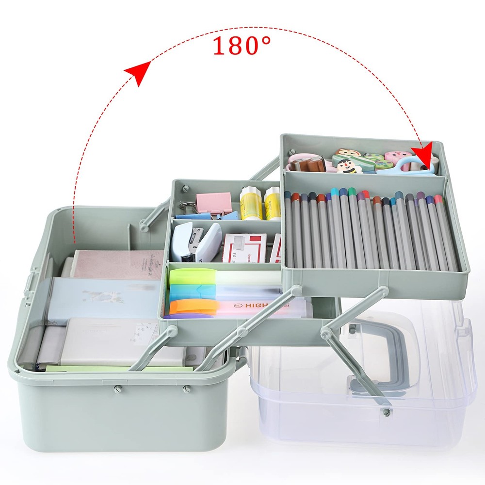 BTSKY 3-Layer Plastic Dividing Storage Box Craft Organizer and Storage with A...