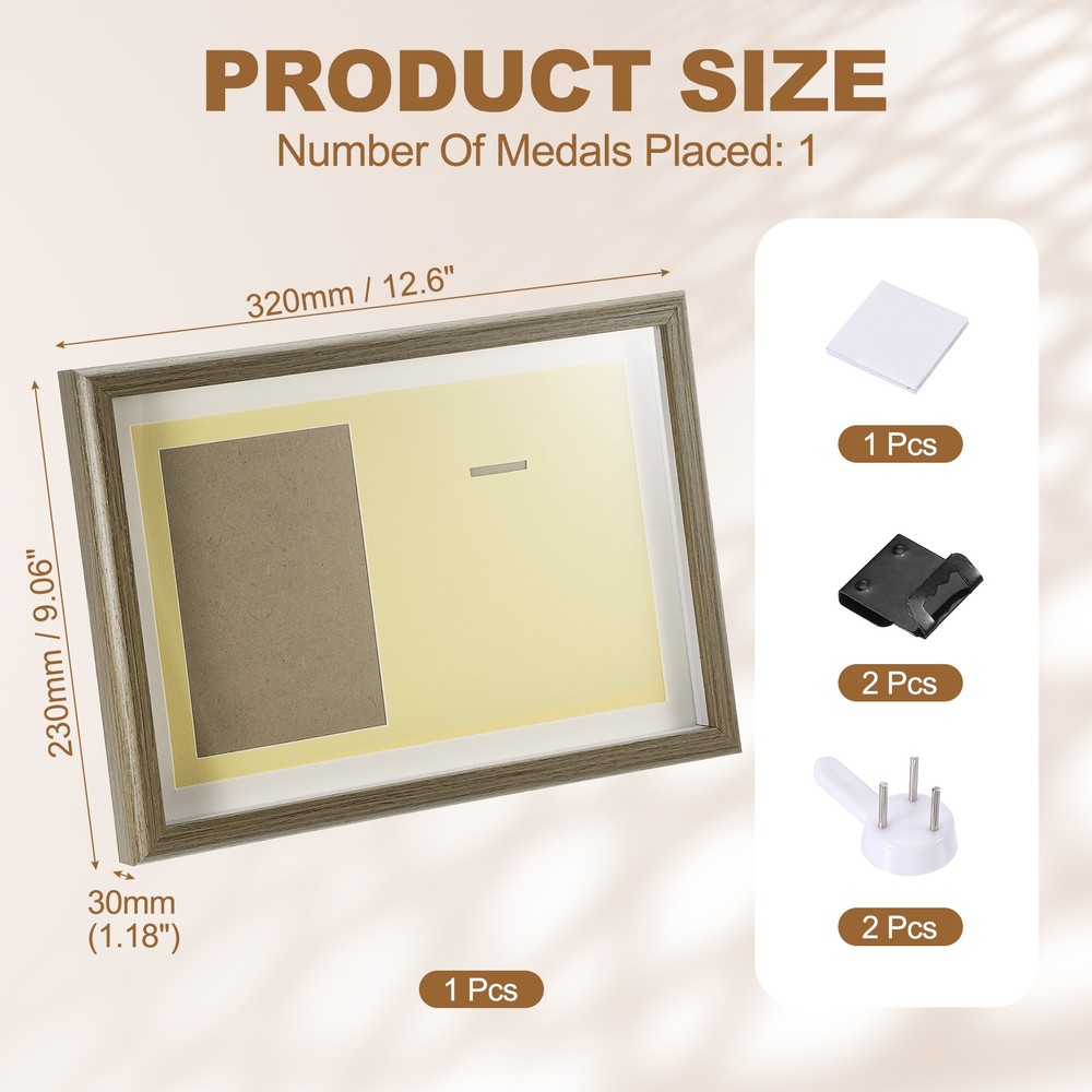 13x9" Horizontal Shadow Frame with Dots and Sticker, Walnut Color