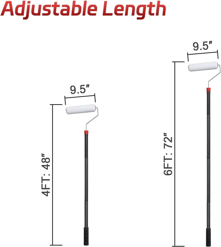 Paint Roller Brush Kit, 6 FT Paint Roller Extension Poles Multi-Function
