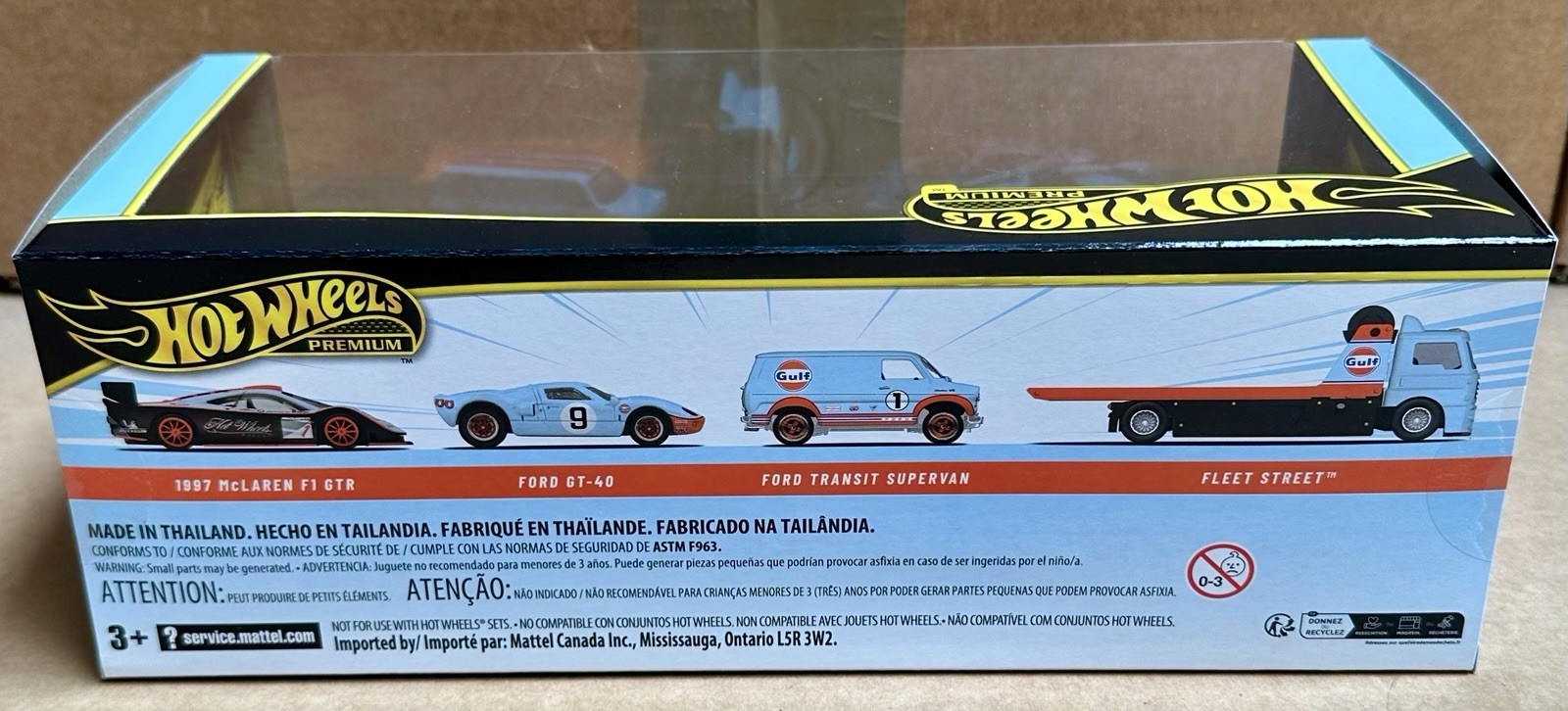 Hot Wheels Premium Collector Diorama Gulf Set McLAREN F1, Supervan, Ford GT-40