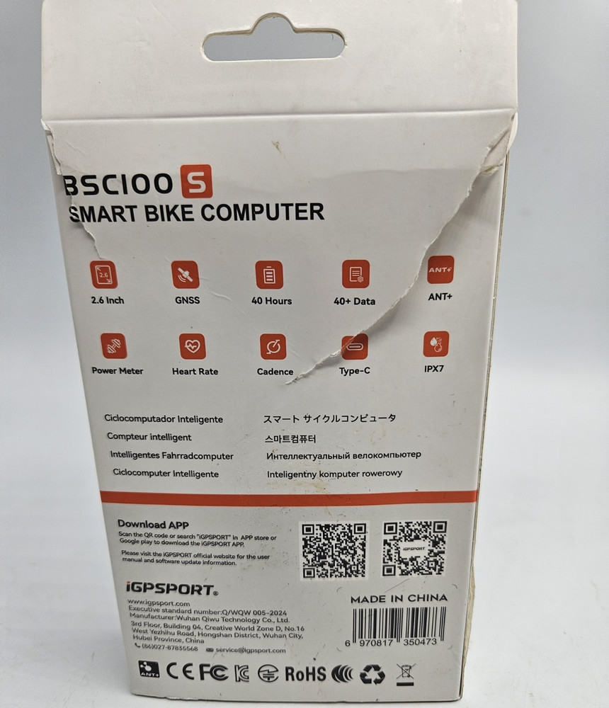 IGPSPORT BSC100s Bike Computer- Wireless, Bluetooth, GPS - New Open