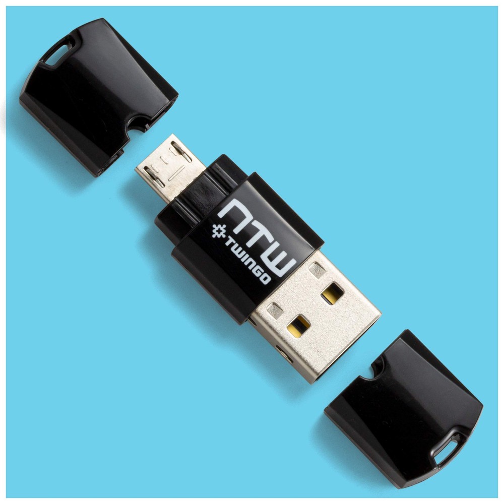 NTW Twingo: Micro SD Card Reader/Memory Reader/USB 2.0 2 Pack, Black