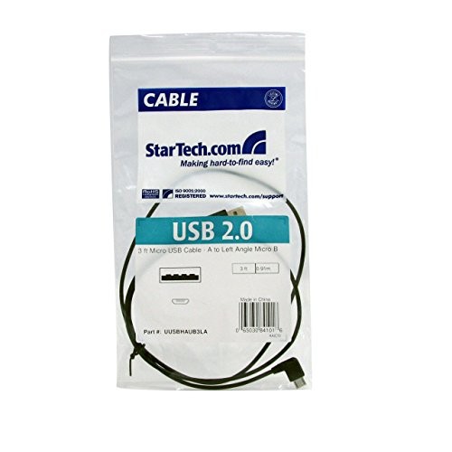 StarTech.com 3 ft / 91cm Micro USB Cable - A to Left Angle 3 / 1m, Black