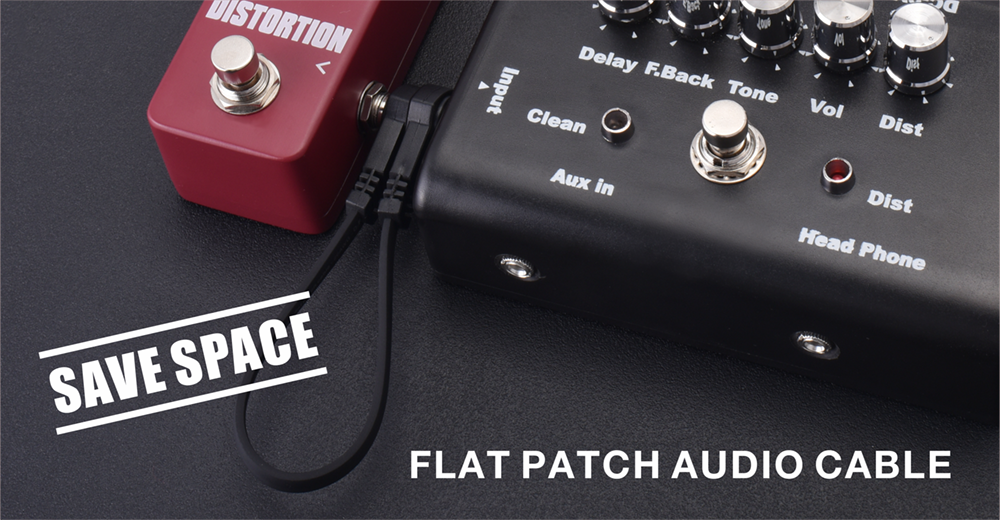 (3-Pack) Low Profile Flat 6" Right-Angle Patch Cable Cord Guitar Pedal