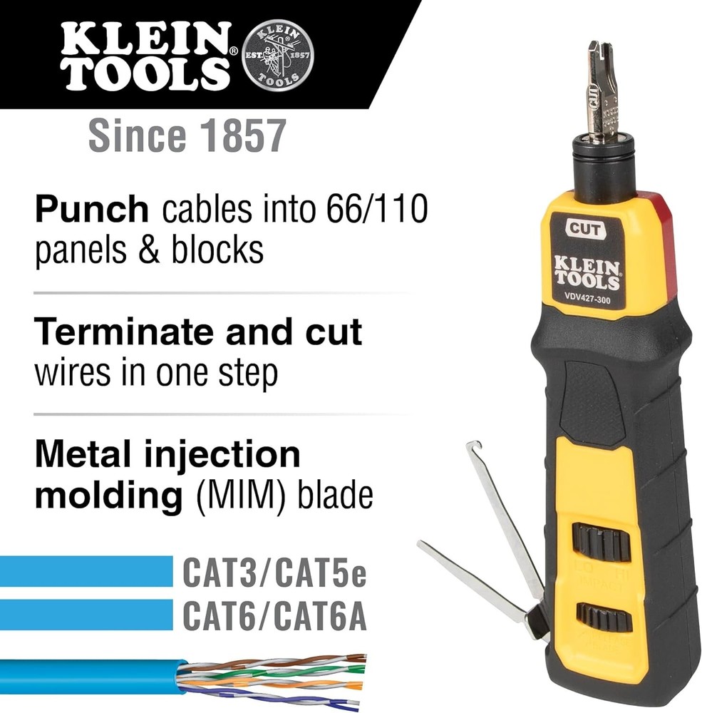 Efficient 300 Impact Punchdown Tool - Rapid Termination with Comfortable Grip