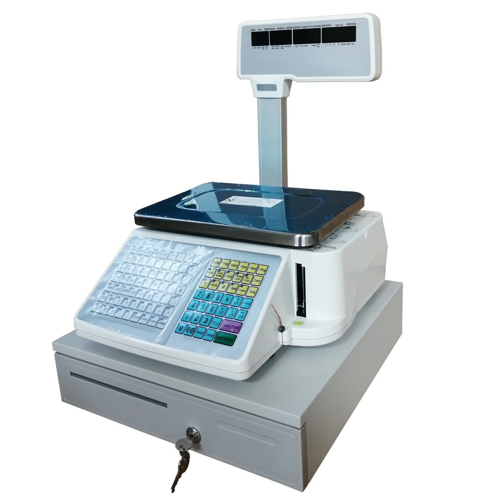 PreAsion Electronic Price Computing Scale with Cash Box Four Window Pole 66lb