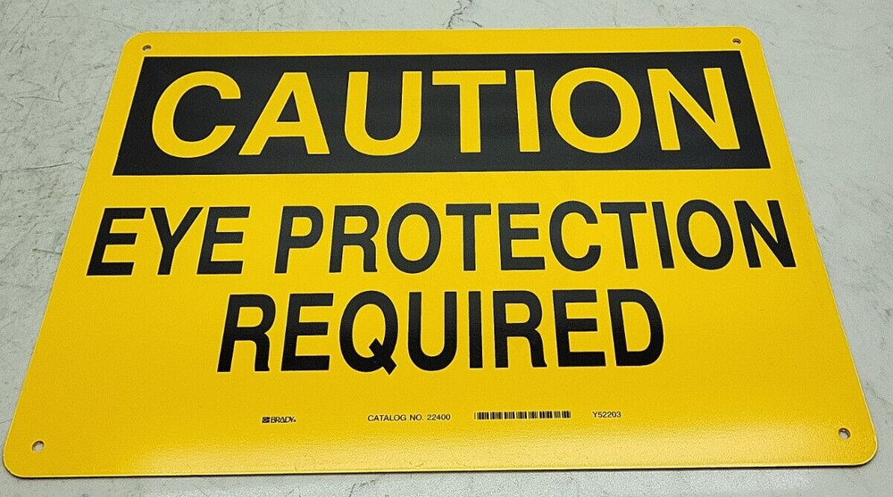 Brady 22400 Caution Eye Protection Sign 10" Height 14" Width Plastic Rectangle
