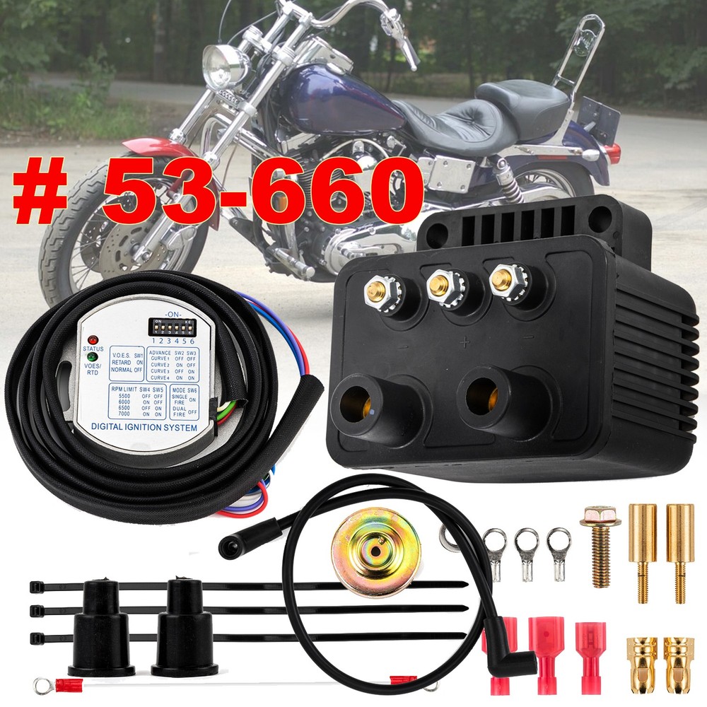 Single Fire Programmable Ignition Coil Kit 53-660 For Evo Big XL 1970-2003