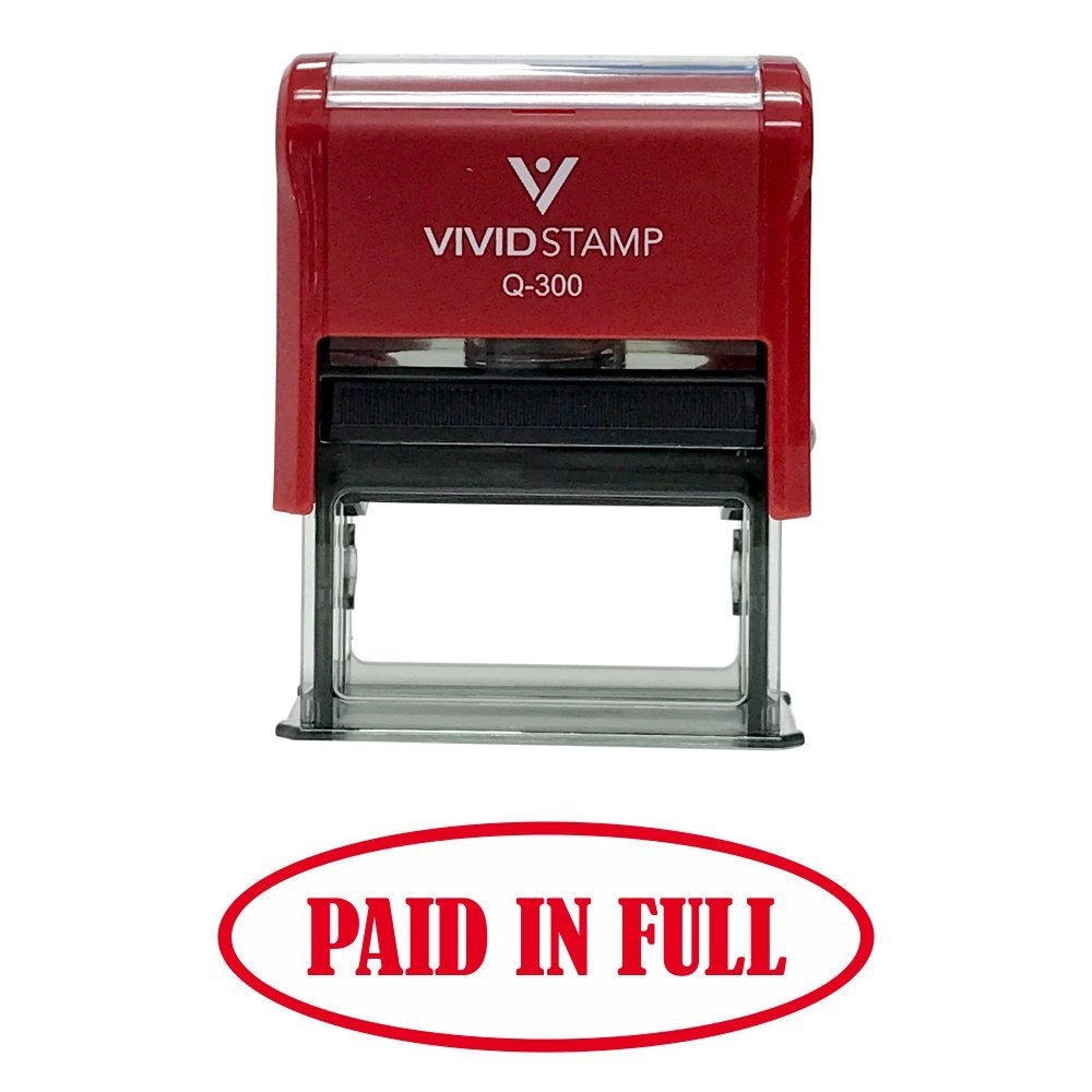 Paid in Full Self-Inking Office Rubber Stamp (Red) - Large