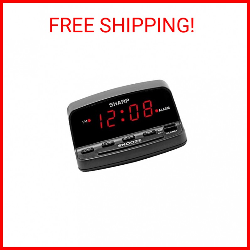 SHARP Digital Alarm Clock with Keyboard Style Controls, Battery Back-up, Easy to