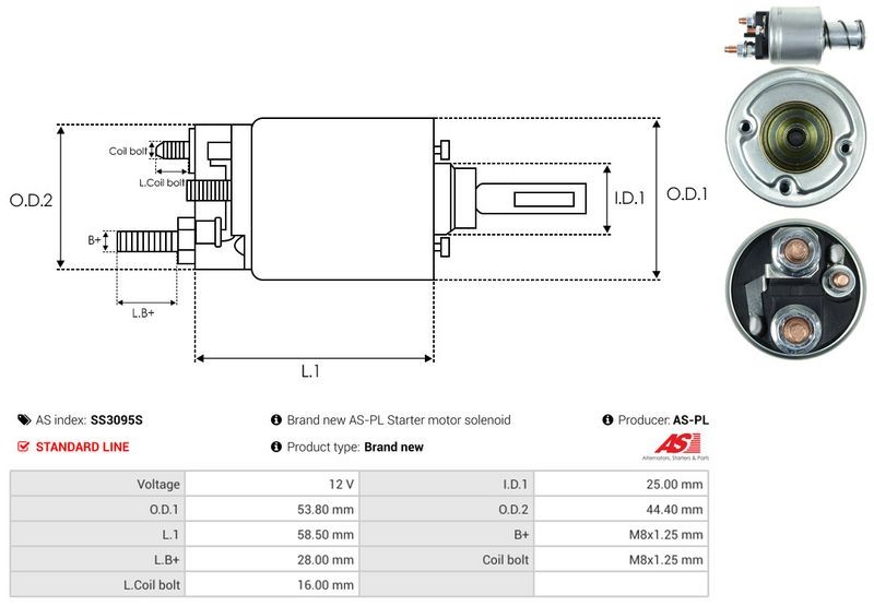 For AUTOSTARTER SS3095S Solenoid Switch, Starter