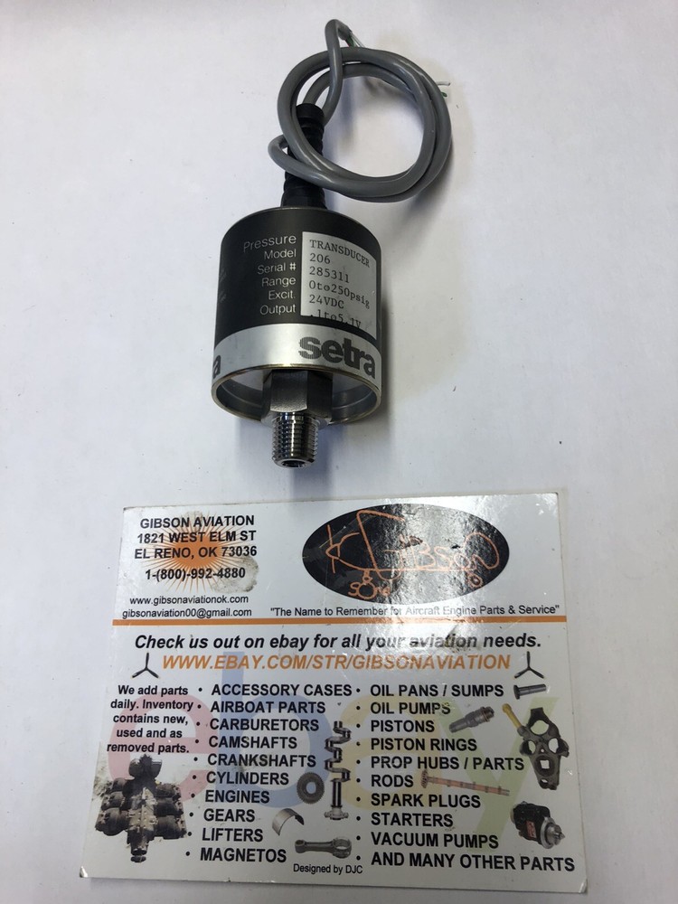 SETRA SYSTEMS 206  24VDC 0-250PSI PRESSURE TRANSMITTER