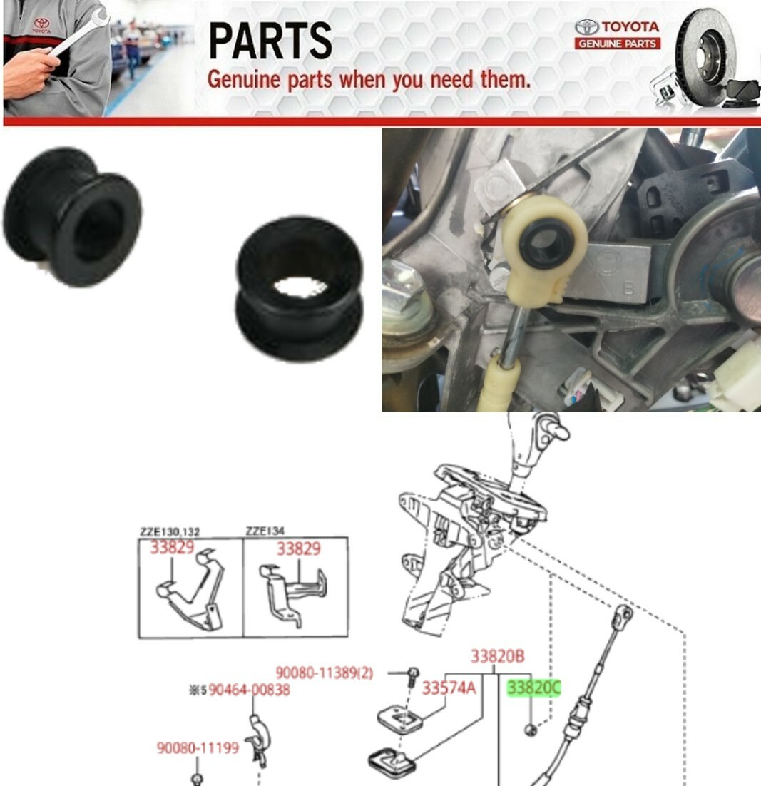 2 Set OEM Genuine Toyota 04-10 Sienna Shifter Cable Bush Bushing 33835-08010