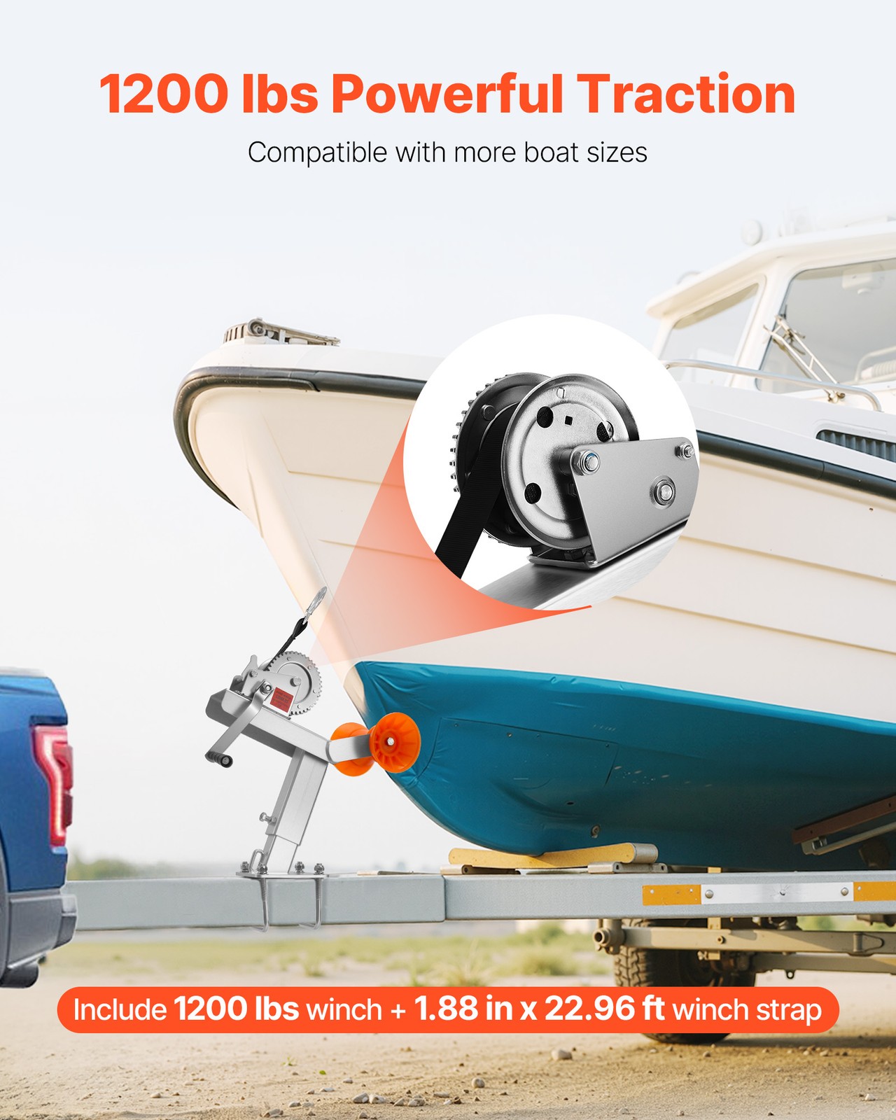 VEVOR Boat Trailer Winch Stand with Roller 1200 lbs Winch Boat Winch Mount
